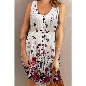 Double Take‎ Scoop Neck Buttoned Sleeveless Magic Dress with Pockets